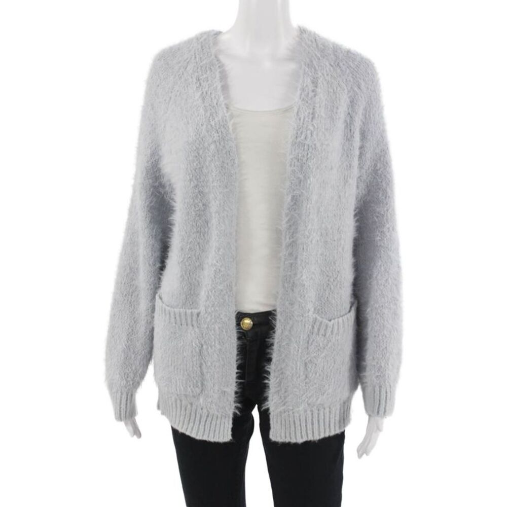 Freshman Unisex Cardigan Sweater V-Neck Gray Long Sleeve Polyester Size S